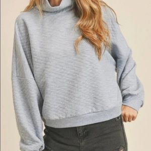 Long Sleeve Diamond Turtleneck - Heather Grey
